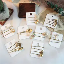 1 комплект Модные Ретро заколки для волос для женщин и девочек милые шикарные геометрические металлические заколки жемчужные