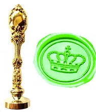 Vintage Imperial Crown Custom Picture Logo Luxury Wax Seal Sealing Stamp Brass Peacock Metal Handle Gift Set