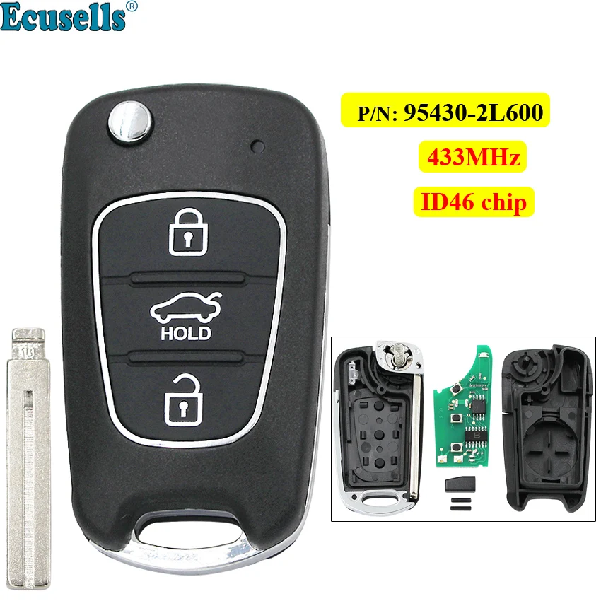 Обновлен удаленное брелок 433 МГц с ID46 чип для hyundai I30 2007-2012 P/N: 95430-2L600 CE0678 модель uncut