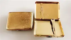 Скульптура Золотой роскошный портсигар коробка карман высокое качество золото ретро металл табакокурения Box держатель для 16 шт. сигарет