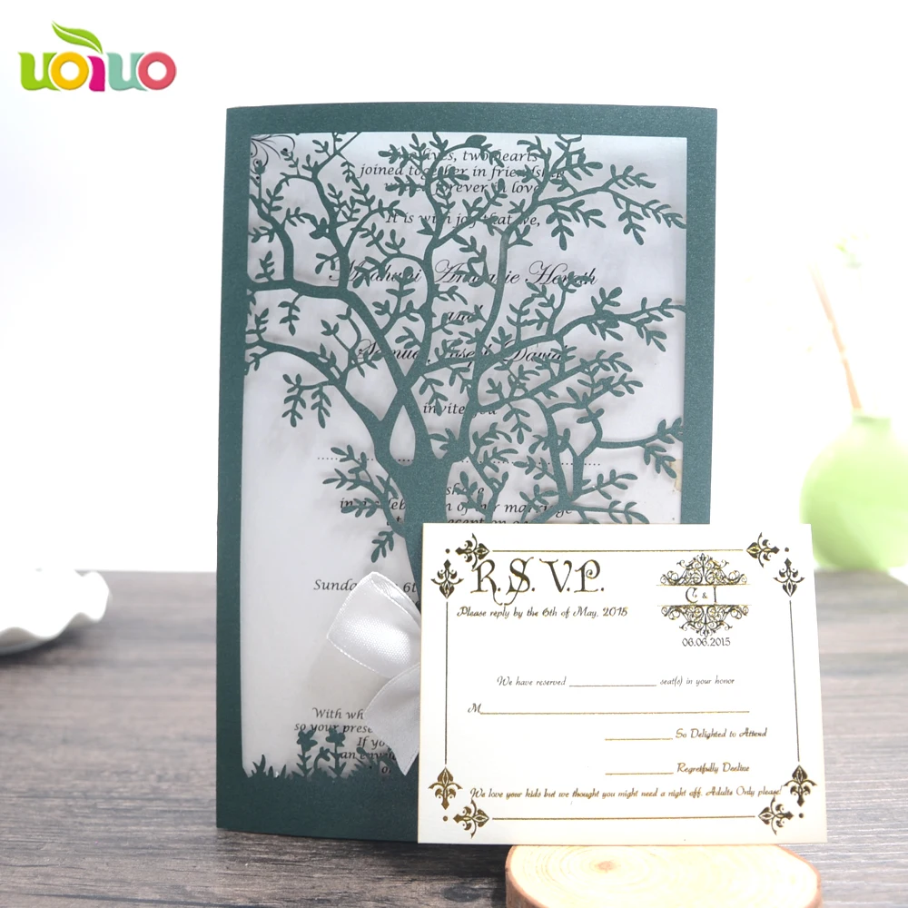 Delicate Carved Tree Romantic Wedding Party Invitation Card Envelope