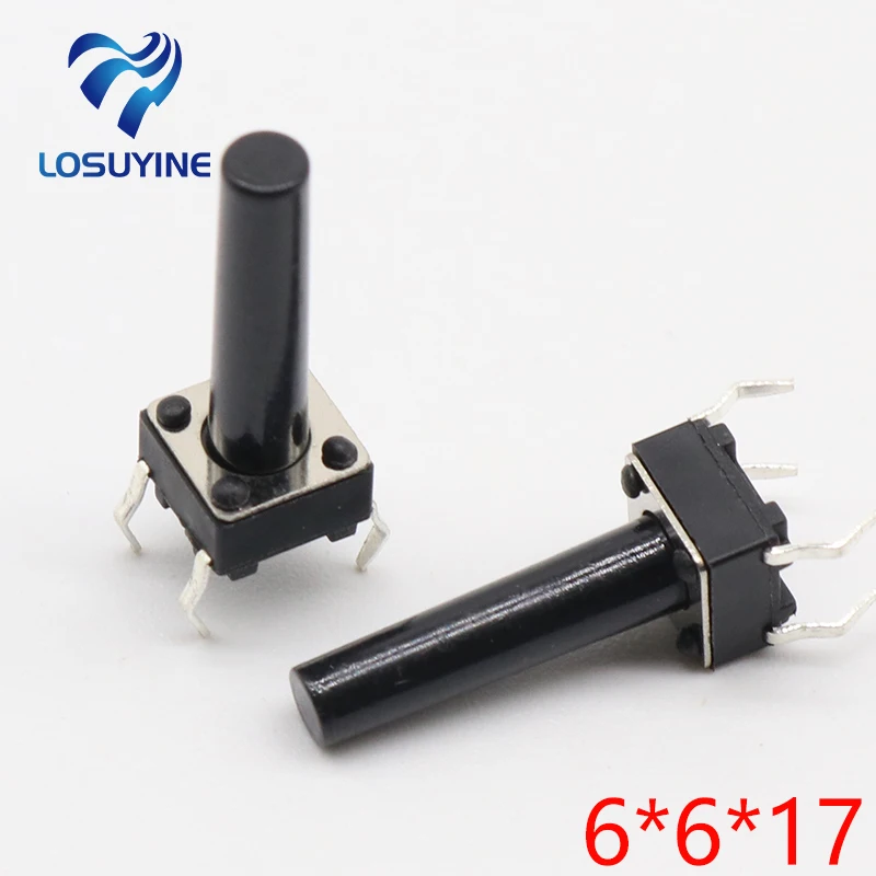 

50pcs/lot 6x6x17MM 4PIN G97 Tactile Tact Push Button Micro Switch Direct Self-Reset DIP Top Copper Free Shipping Russia