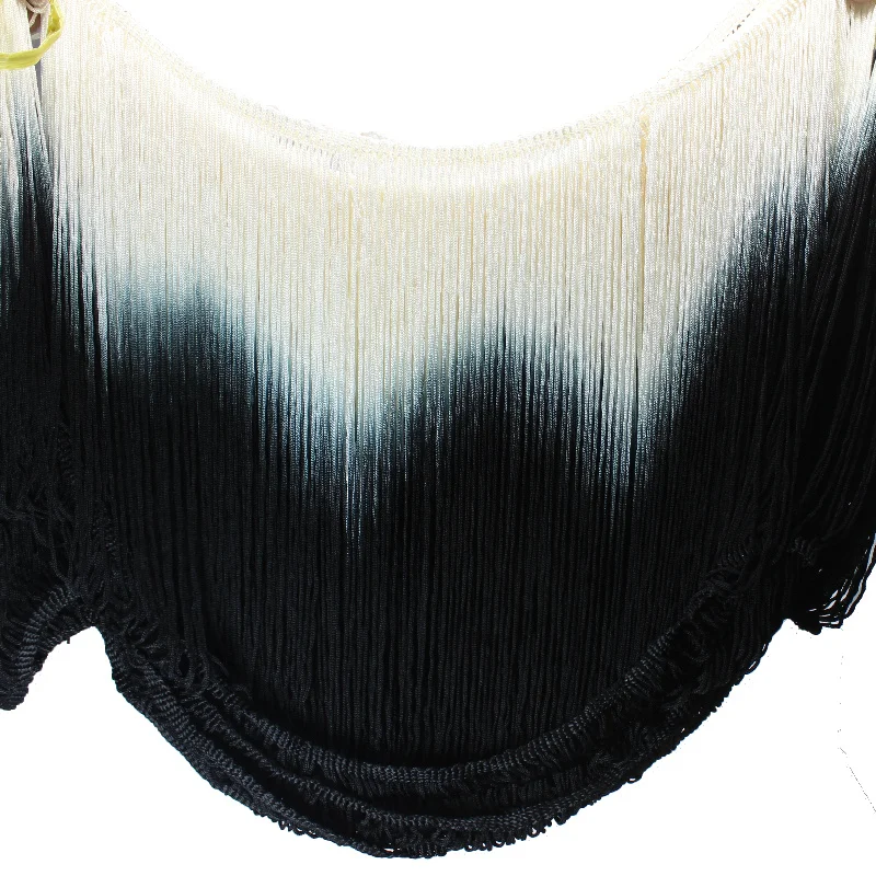 5 Yds/Lot 프린지 술 라틴 트리밍 딥 염료 Omble Rayon Macrame 레이스 삼바 댄스웨어 트리밍 바느질 트림 25cm-30cm