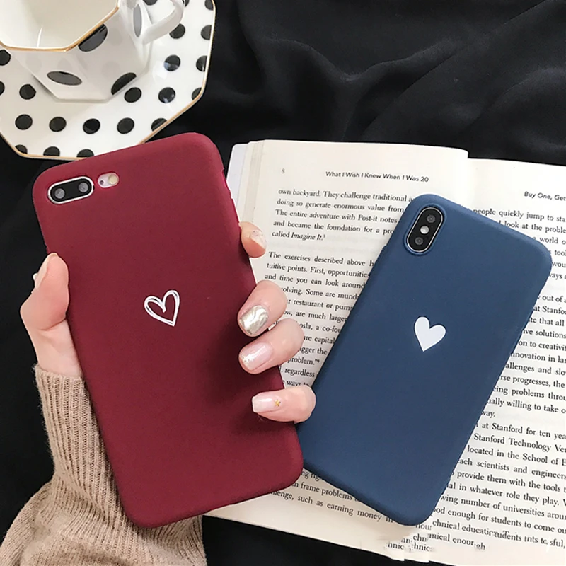 

Lovebay Soft Silicone Phone Case Cover For Apple Iphone 8 8plus 7 6 6S 5 5S Plus SE XS Max XR X Love Heart Ultra-thin Back Cover