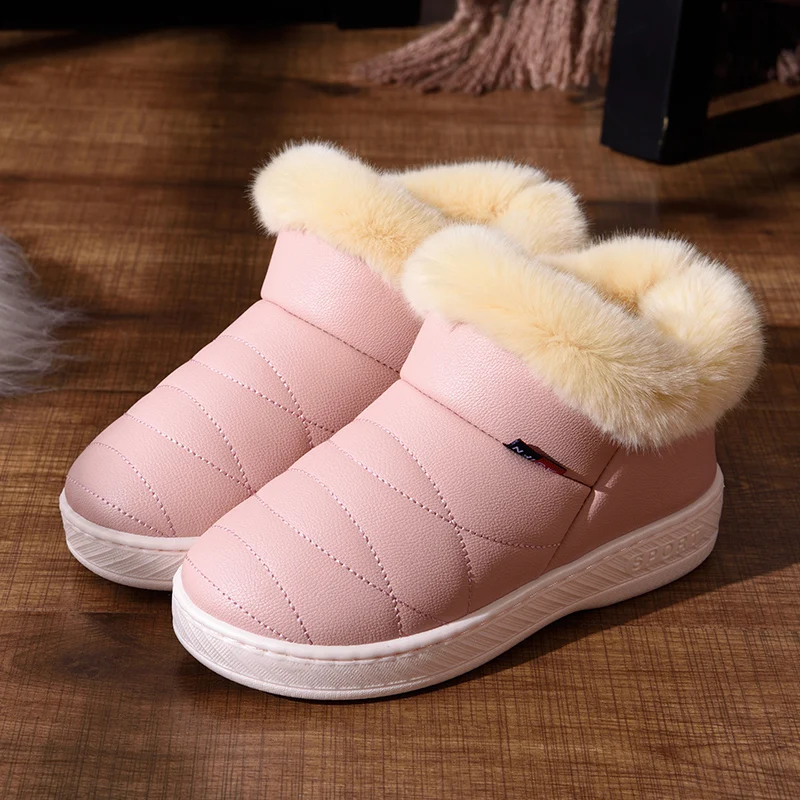 ASIFN Men Slippers with Fur Plush Warm Winter Women Fur Slipper Solid Men Shoes Couple Platform Soft Indoor Fluffy Home Male - Цвет: G