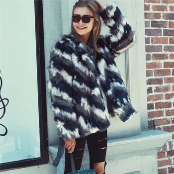 

LANSHIFEI Faux Fur Coat Women Cheap Quality Coat New Arrival Winter Warm Fashion Women Import Coat Fur High-grade fox fur jacket