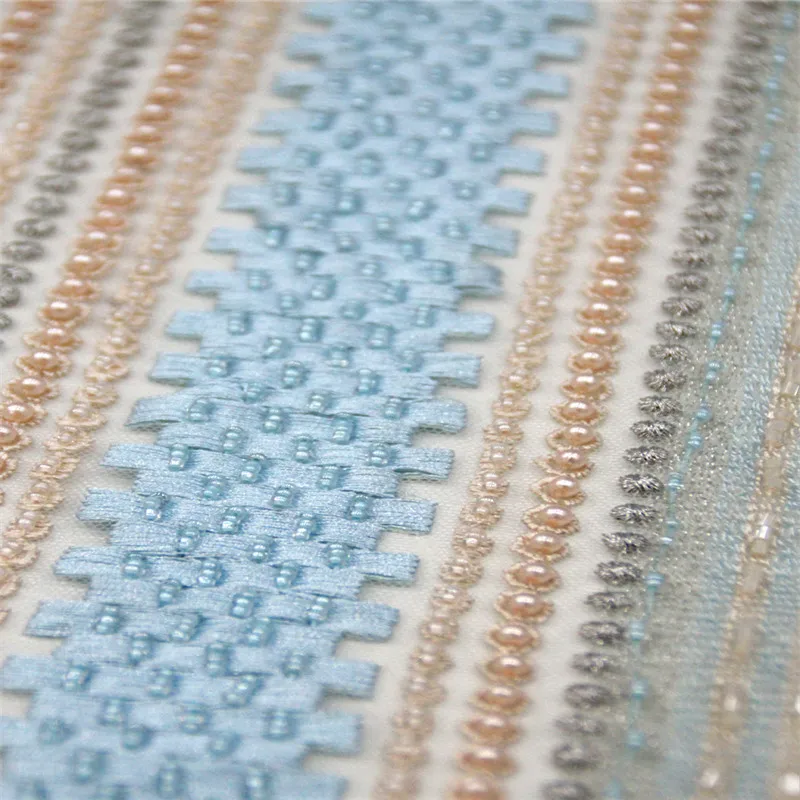 

Latest French Lace Fabric 2018 High Quality Wedding African Lace Fabric With High-end handmade beaded swiss voile lace H952