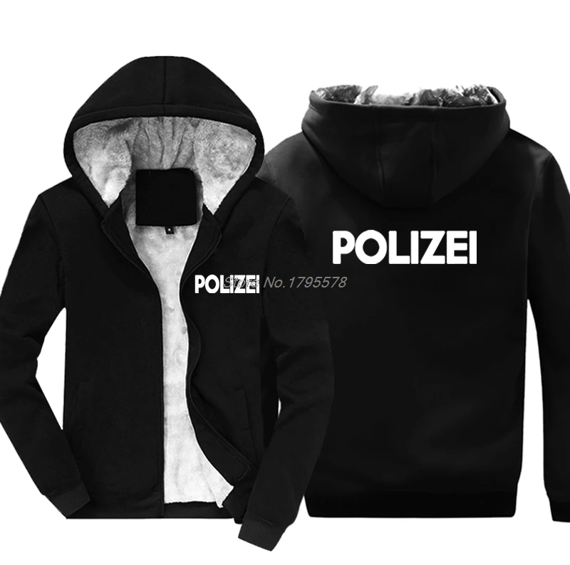

Fashion Thicken Hoodie Polizei German Police Shirt Print Front & Back Men's Sweatshirt Hip Hop Jacket Tops Harajuku Streetwear