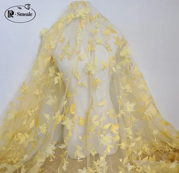 

1M/Lot Chiffon, Lace, Eugen Yarn, Hand Applique Fabric, Embroidery Flower Dress, DIY Wedding Dress Fabric RS2058