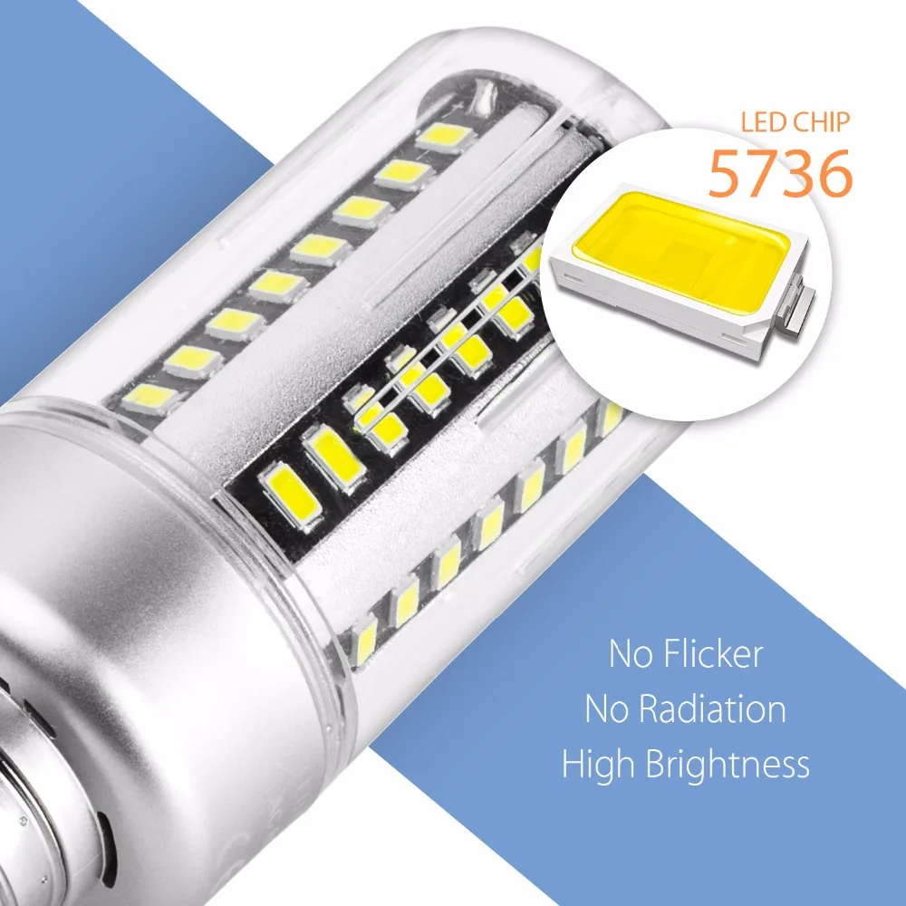 

Corn Bulb Lampada LED Candle E27 LED Bulb E14 LED 220V Lamp No Flicker Energy Saving Light Bulb 5W 7W 9W 12W 15W 18W 20W 5736SMD