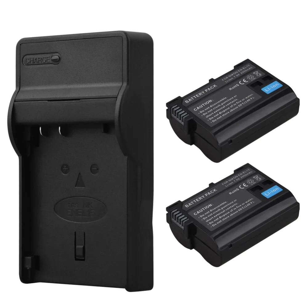 2x2550mAh EN EL15 ENEL15 декодированная батарея для камеры + зарядное устройство Nikon DSLR D600 D610