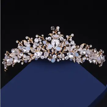 

Crystal Pearl Tiara Do Casamento Coroa de Strass tiaras de Cabelo Joias Nupcial Acessorios Para o Cabelo de Ouro Pedaco Cabeca