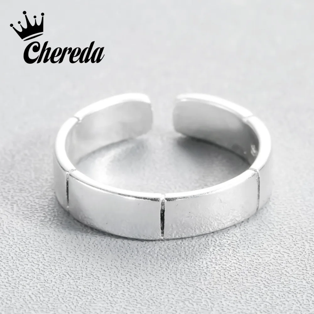 

Chereda Simple Men Ring Unisex Personality Jewelry Adjustable Silver Color Punk Rings Stripe Shape Attract Ring