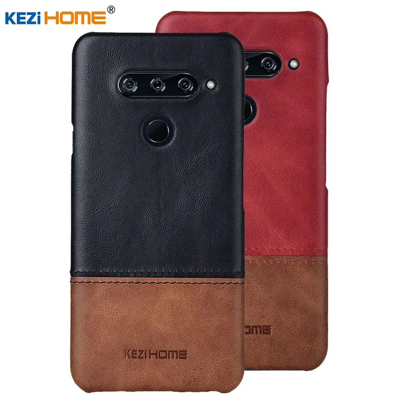 

Case for LG V40 KEZiHOME Luxury Hit Color Genuine Leather Hard Back Cover capa For LG V40 ThinQ Phone cases