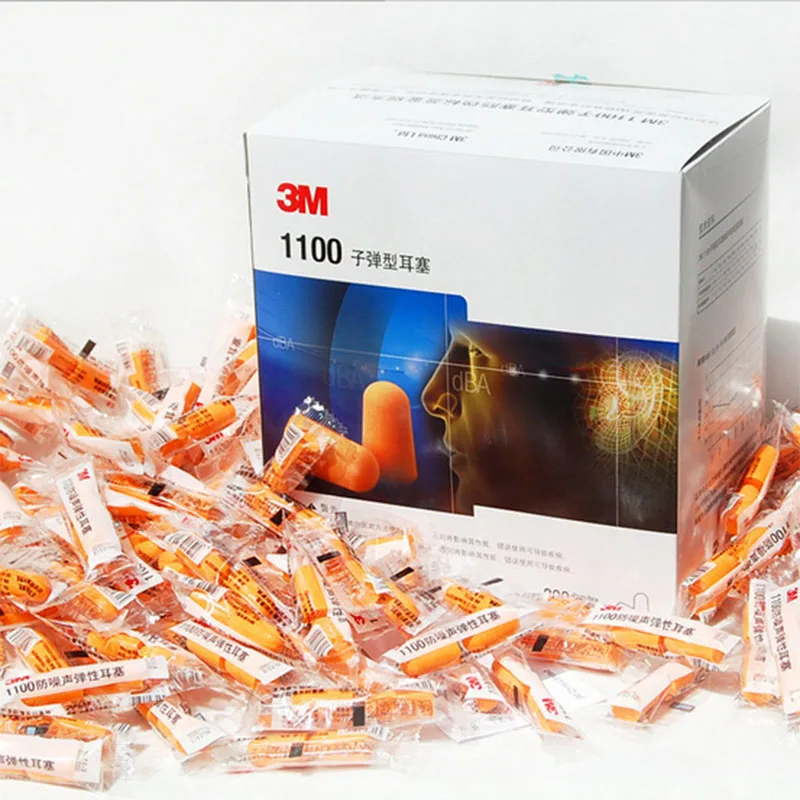 3M Ear Plugs 1100 Noise Reduction Earplugs 29db Orange Foam Disposable 50 Pairs for sale online