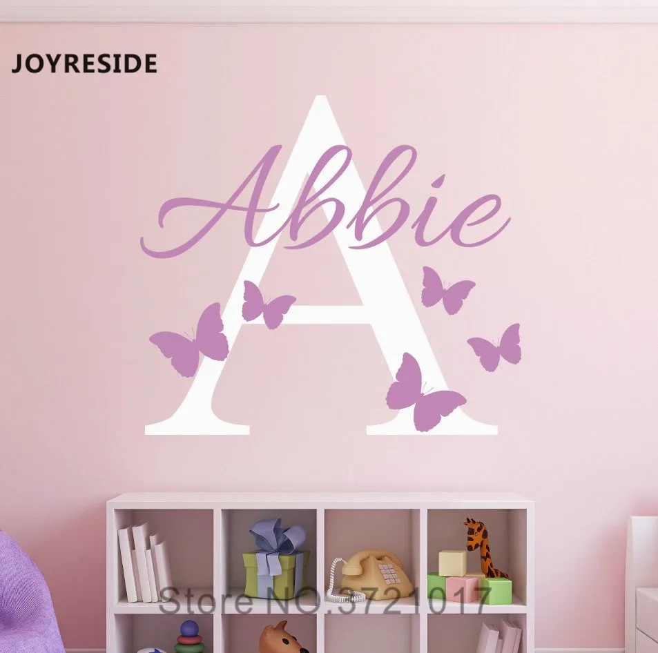 Butterflies Wall Sticker Custom Children Baby Girls Name Bedroom Kis