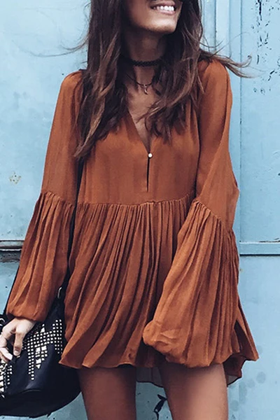 

ZAFUL Women Casual Dress Long Sleeves Loose Fitting Boho Blouse Dress Beach Cover Up Vintage Blouse Sexy Mini Dresses Long Tunic