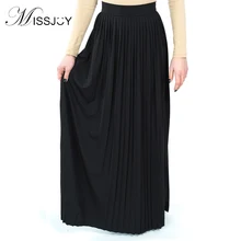 MISSJOY Элегантный мусульманин юбки Для женщин модные однотонные Цвет Высокая талия Дамы Ближнем Востоке длинные плиссированные Турции isalamic юбка