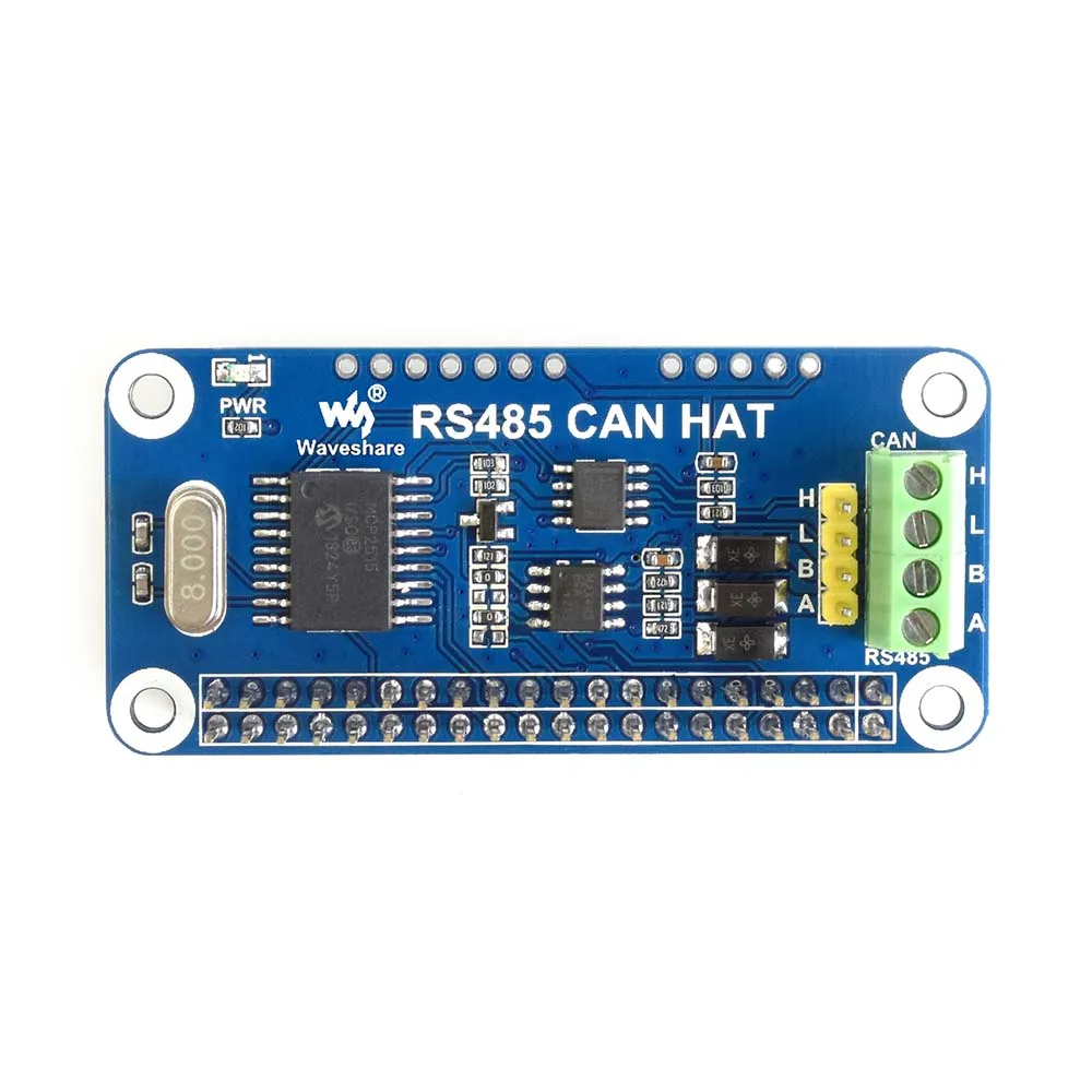 Waveshare RS485 CAN HAT для Raspberry Pi Zero/Zero W/Zero WH/2B/3B/3B+, встроенный CAN контроллер: MCP2515, 485 трансивер: SP3485