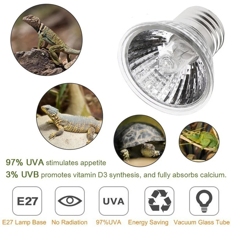 220-240V E27 Base Pet Reptile Reflector Halogen Spotlight Heat Lamp Bulb 25W