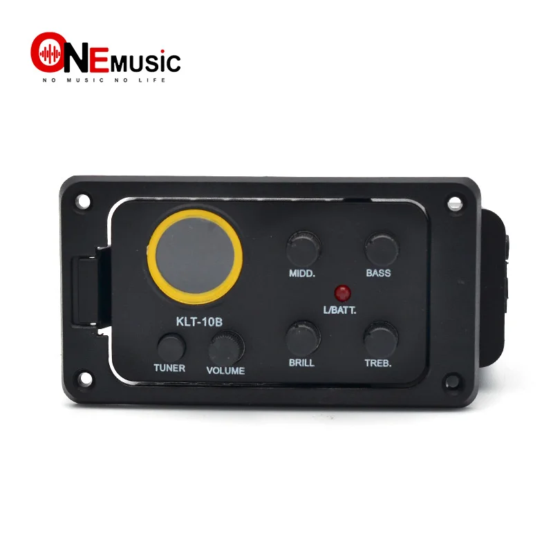

KLT-10B 4 Band EQ Equalizer Preamp Pickup with Round Screen Tuner for Travel Guitar 36 and 38 Guitar Black