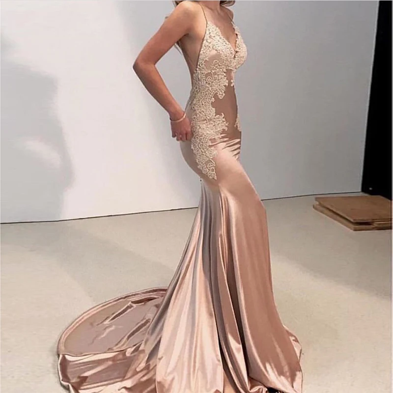 Sexy Mermaid Evening Dresses Appliques 