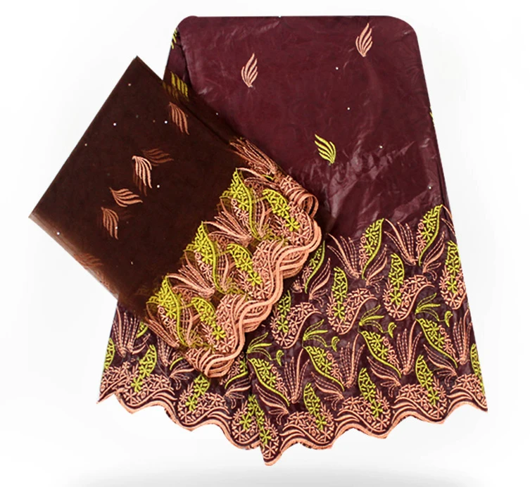 

Brown Color Bazin Riche Getzner 7 Yards France High Quality Guinea Brocade Garment Fabric 100% Cotton african lace fabric