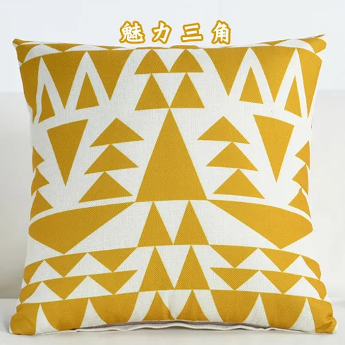 Nordic Style Yellow Geometric Printed Cushion Cover Cotton Linen Throw Pillowcase Waist Home Decor Sofa Chair Car Pillow Covers - Цвет: pillowcase