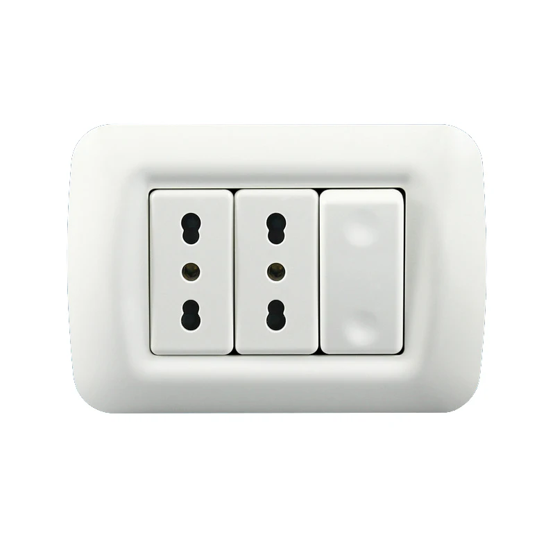 10A 250V Double Italy Three hole Socket With Single Switch Italian Socket Electrical Outlet