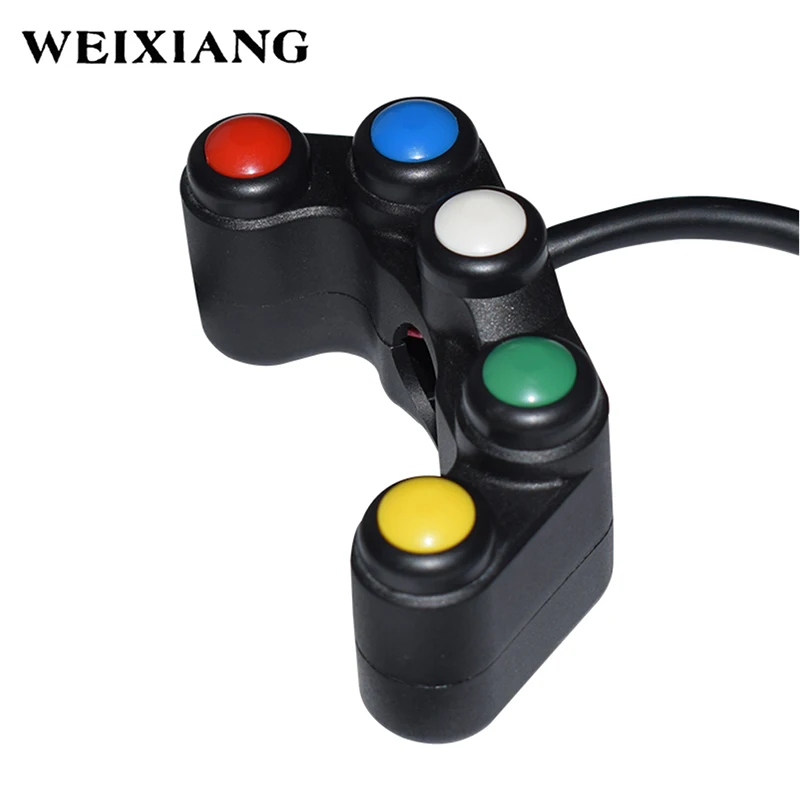 

12V Aluminum Motorcycle Switches 7/8" 22mm Handlebar Mount Headlight Turn Signal Fog Lights Horn ON OFF Start Kill Switch