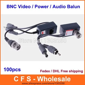 

BNC Coax CCTV RJ45 Balun With Audio Video Power Over Transceiver Cable 100pcs (50 packs) Free Shipping High Quality