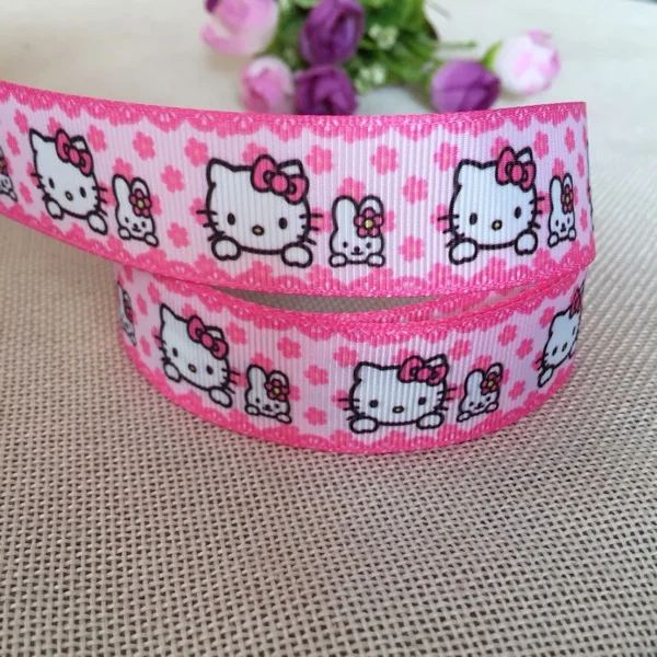 25 мм милый hello kitty микс мультфильм случайные корсажные ленты DIY бант для волос швейные принадлежности 5 ярдов