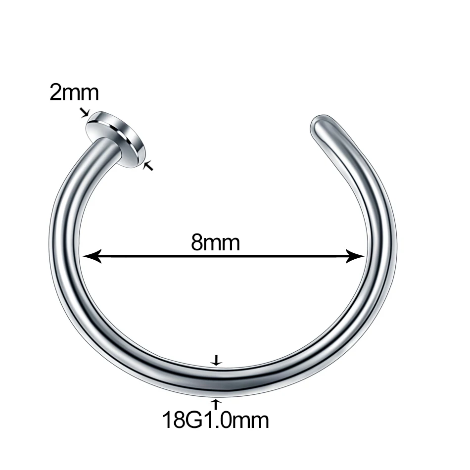 1 шт./лот 20 г стальное кольцо в носу кольцо для пирсинга Nariz розовое золото поддельные перегородки кольцо 18 г пирсинг Oreille серьги на Козелок поддельные Percings - Окраска металла: 18G 1.0x8x2mm