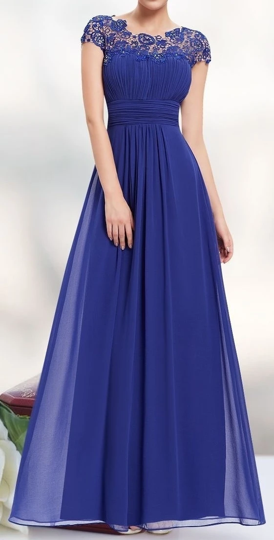 Vestidos Бисероплетение Кружева шифон А силуэт Длинные вечерние платья 2019