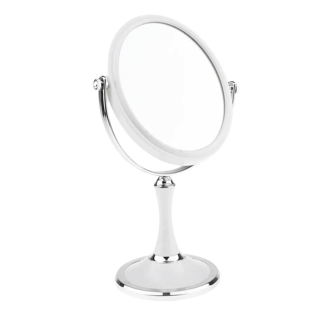 Bathroom Vanity Double Sided Freestanding Pedestal Makeup Shaving Mirror with Regular View and 3X Magnification