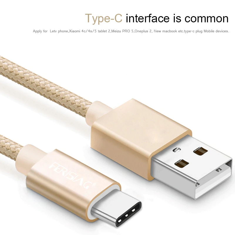 FERISING usb type C кабель нейлоновый USB C кабель для мобильного телефона 3,1 usb type-C кабель для зарядного устройства для Xiaomi OnePlus 2 Nexus 6 P 5X MAC