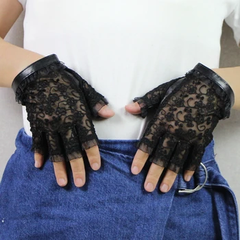 

Special Offer 2018 Fashion Women Lace Sheepskin Gloves Wrist Genuine Lambskin Leather Glove Unlined Solid Sunscreen