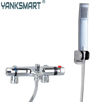 

Bathroom Bathtab Thermostatic Modern Widespread Bathroom Bathtub Roman Filler Faucet with Hand Thermostatic Shower Set