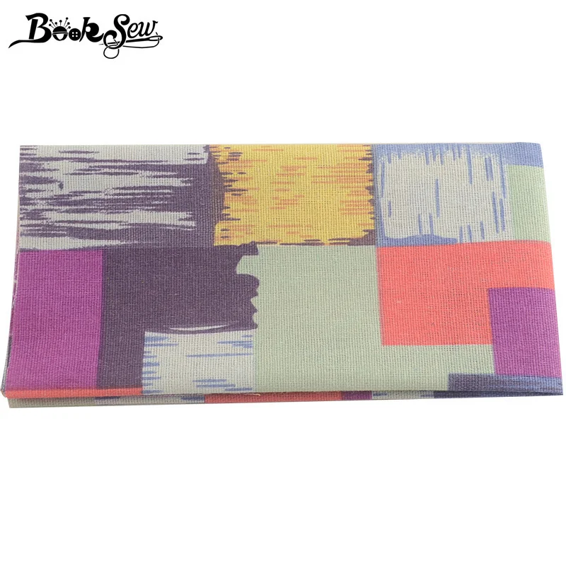 Хлопчатобумажная льняная ткань Booksew для одежды скрапбукинга Геометрическая с