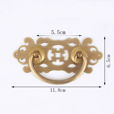 2 шт латунный ювелирный ящик с ручкой для выдвижных ящиков, дверной молоток, фурнитура, винтажная китайская мебель, дверная ручка для шкафа - Цвет: Larger