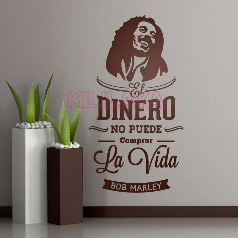 Wall Stickers Spanish Quotes Vinyl Wall Sticker Decal Bob Marley Money