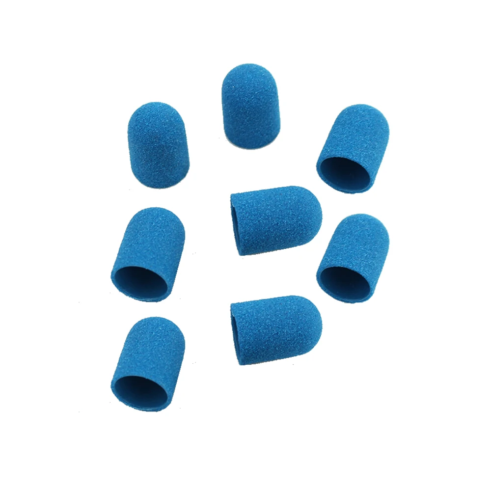20 шт. шлифовальные колпачки пластиковые синие Шлифовальные полосы 10*15 мм с резиновой рукояткой педикюр Полировка песочный Блок Инструмент для кутикулы ног