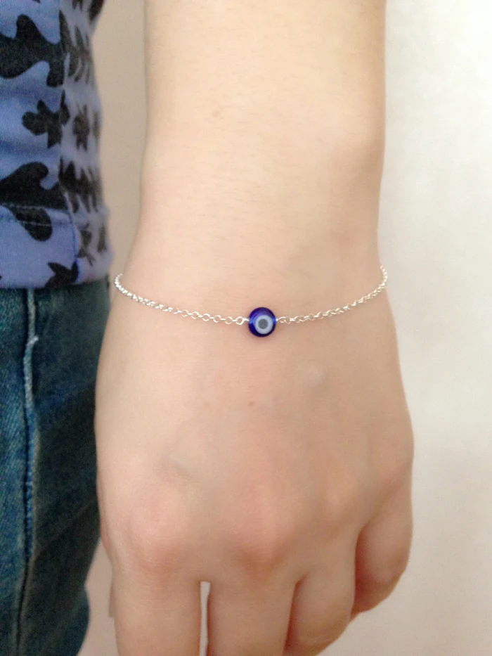 Free Shipping 925 Sterling Silver Turkish Blue Evil Eye Bracelet 925 Sterling Silver Turkish Blue Evil Eye Bracelet Italy Murano Gl Mini Bead Hand Made Jewelry In Strand Bracelets From Accessories On