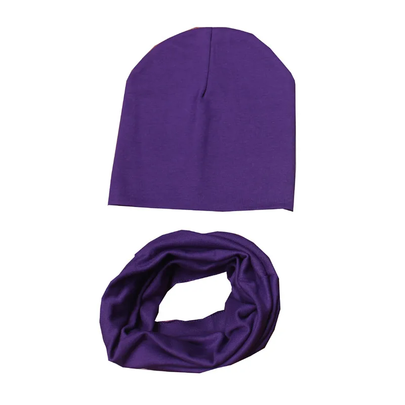 purple Г. Весенний Детский комплект с шапкой, осенне-зимний шарф с воротником для мальчиков и девочек, теплый шейный платок, детские вязаные шапки, комплекты хлопковая детская шапка, шарф - Цвет: purple