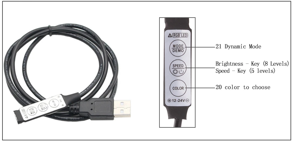 USB Светодиодная лента DC 5 в 5050 RGB мини 3 ключа 17Key RF ИК-пульт гибкий светильник IP65 ТВ фоновый светильник ing лента 50 см 1 м 2 м 3M