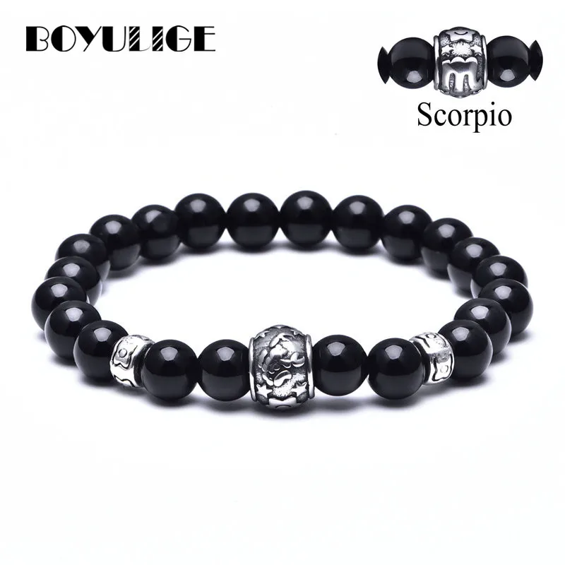 

2018 New 12 Constellation Beaded Bracelet Natural Stone Beads Scorpio Aquarius Taurus Aries Bracelets For Men Women Jewelry Gift