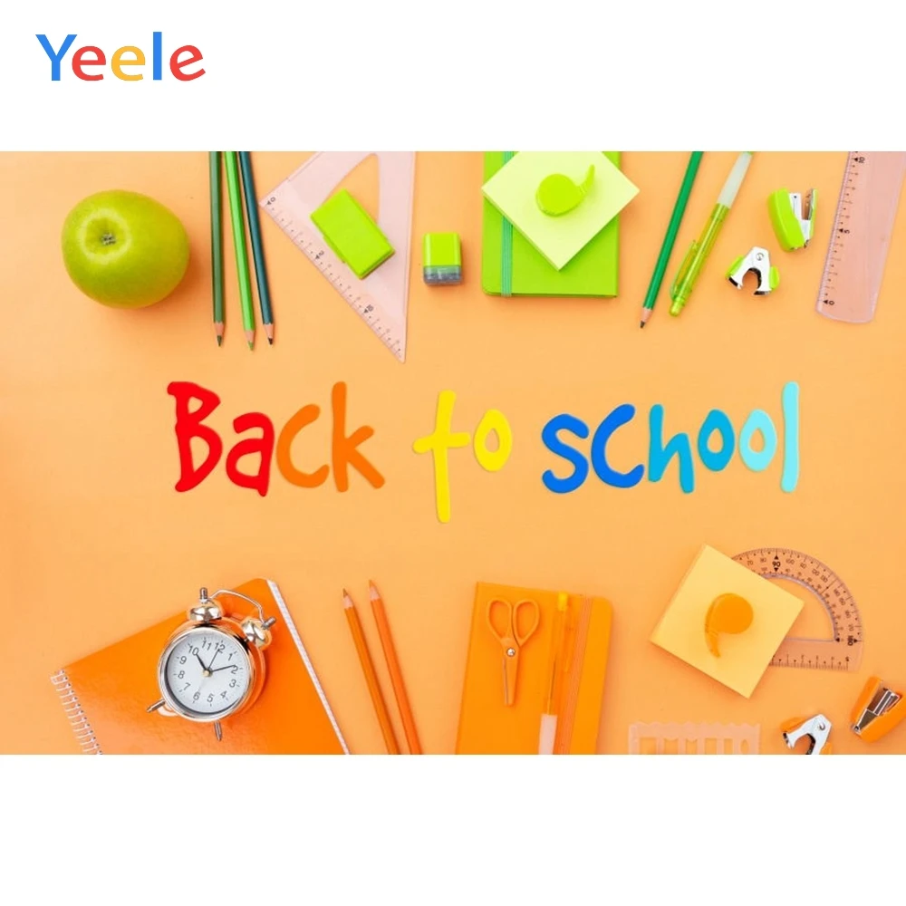 

Yeele Welcome Children Back To School Party Photography Backdrop Study Knowledge Orange Photographic Background For Photo Studio