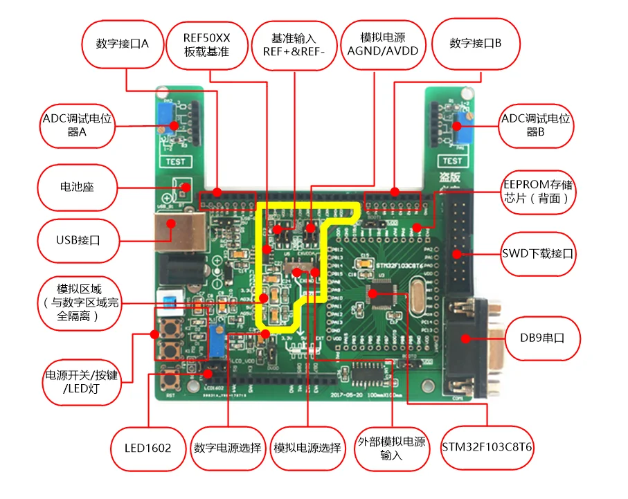 AD7606 AD7606 модуль 24 бита АЦП AD Модуль Высокая точность АЦП приобретение сбора данных карты