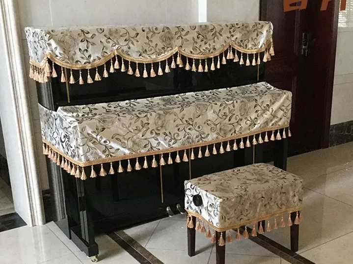 

1Set Piano Cover Three Pieces of Cloth Art Gold Foil Piano Half Cover European Dustproof Cover KQ 017