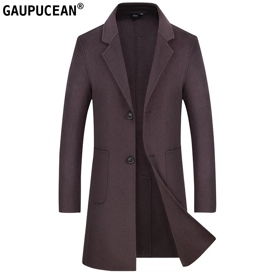 Man Wool Long Coat Hand Made Slim Single-breasted Quality Buttons Crease Resistant Warm Pockets Men Double-faced Woolen Overcoat Man Wool Long Coat Hand Made Slim Single-breasted Quality Buttons Crease Resistant Warm Pockets Men Double-faced Woolen Overcoat
